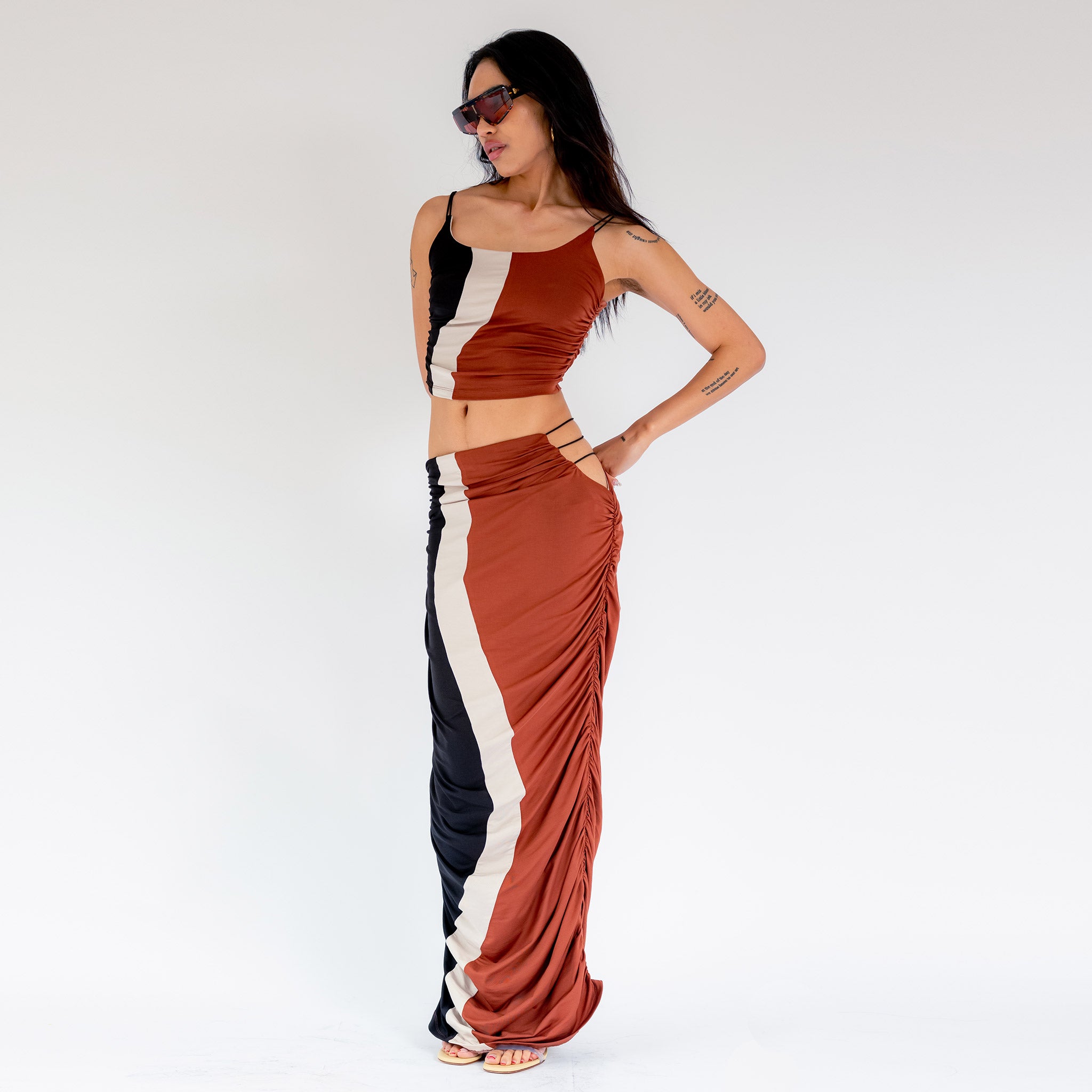 Front full body photo of model wearing the Elshadai Skirt.