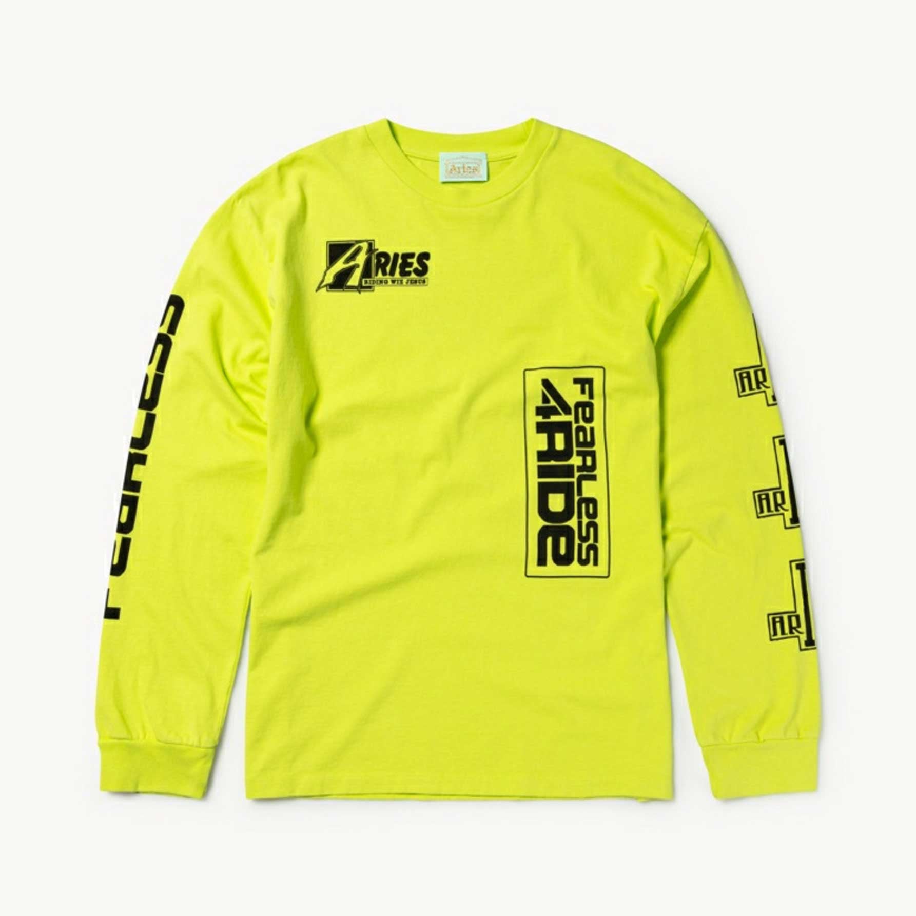 Flat photo of the Fearless Moto Long Sleeve - Lime .