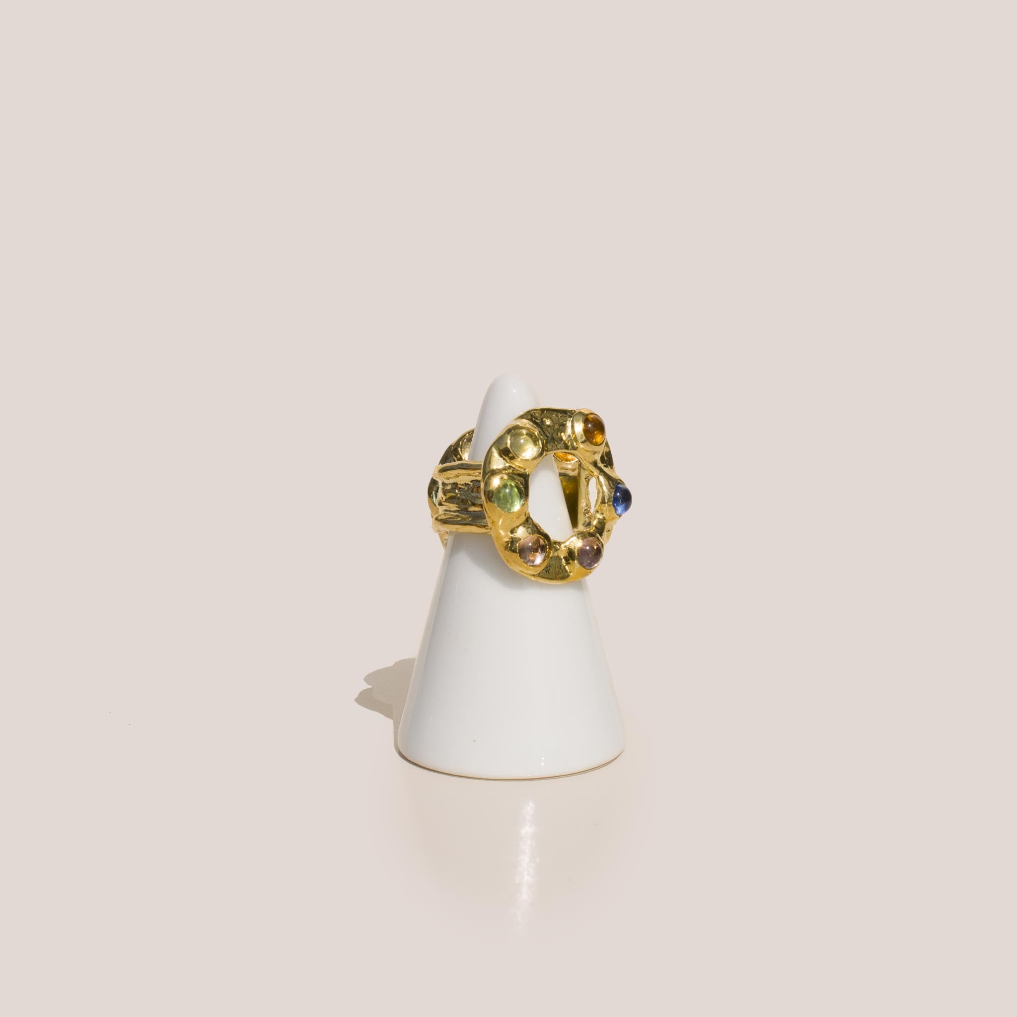 Mondo Mondo - Halo Ring - Multi Glass, angled view, available at LCD.
