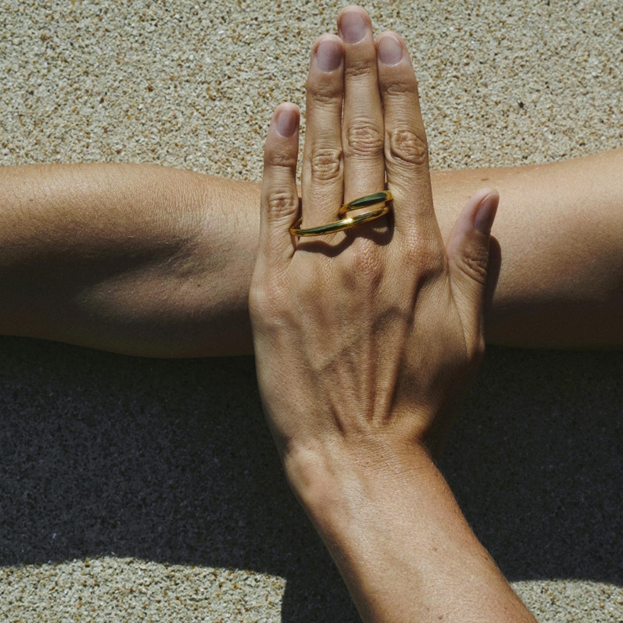 Charlotte Chesnais Heart Ring in yellow gold vermeil, on model, available at LCD.