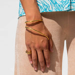 Close detial of one hand wearing the Ivy Bracelet. 