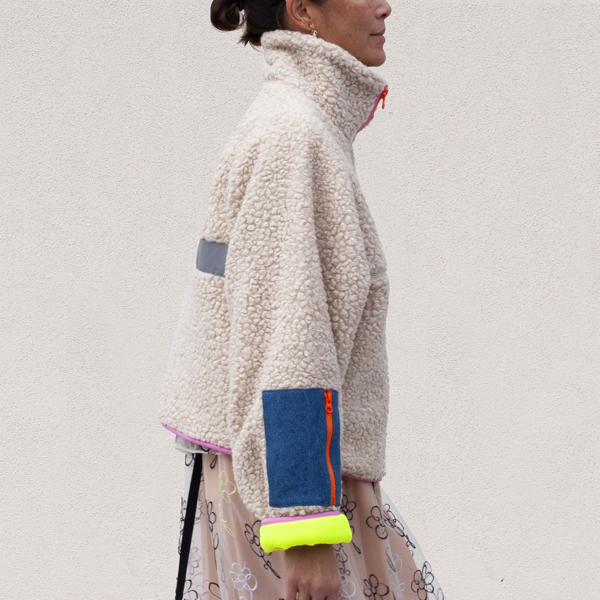 Sandy Liang - Izzy Fleece, side view, available at LCD.