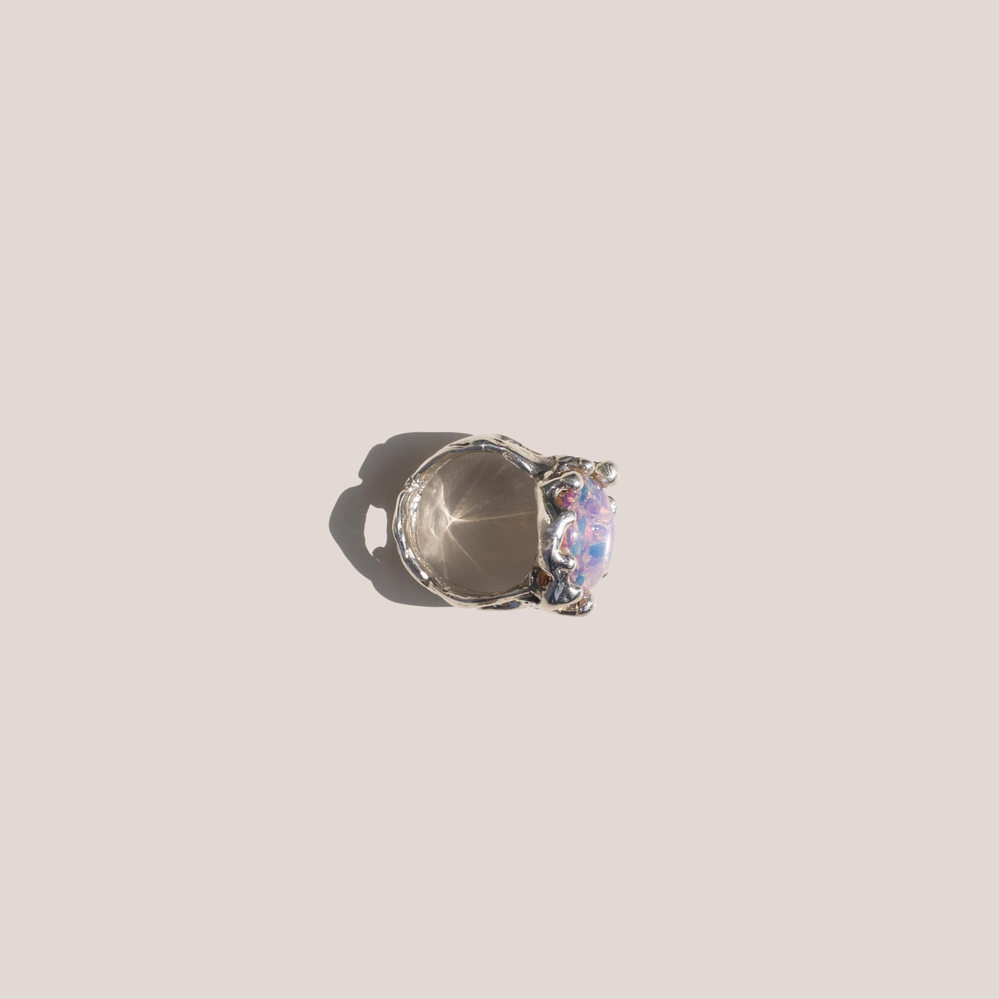 Mondo Mondo - Magician Ring - Pink Opal, aerial view, available at LCD.