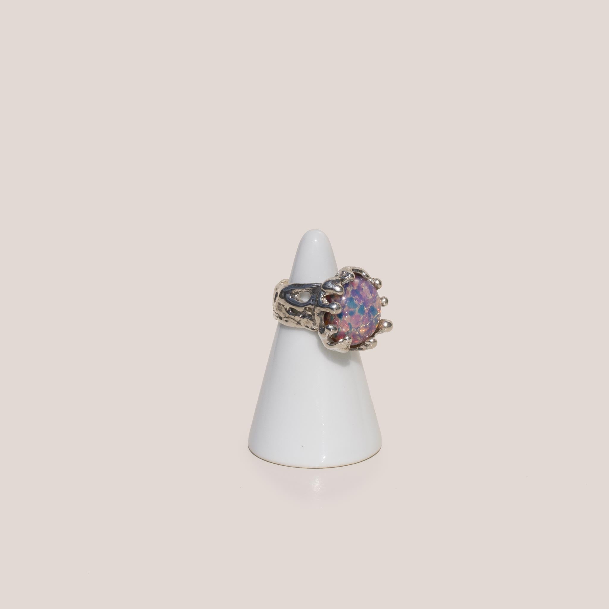 Mondo Mondo - Magician Ring - Pink Opal, angled view, available at LCD.