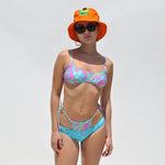 Close detail photo of model wearing the Mariposa Bikini