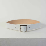 Front view of the white Pablo Belt from Maryam Nassir Zadeh.