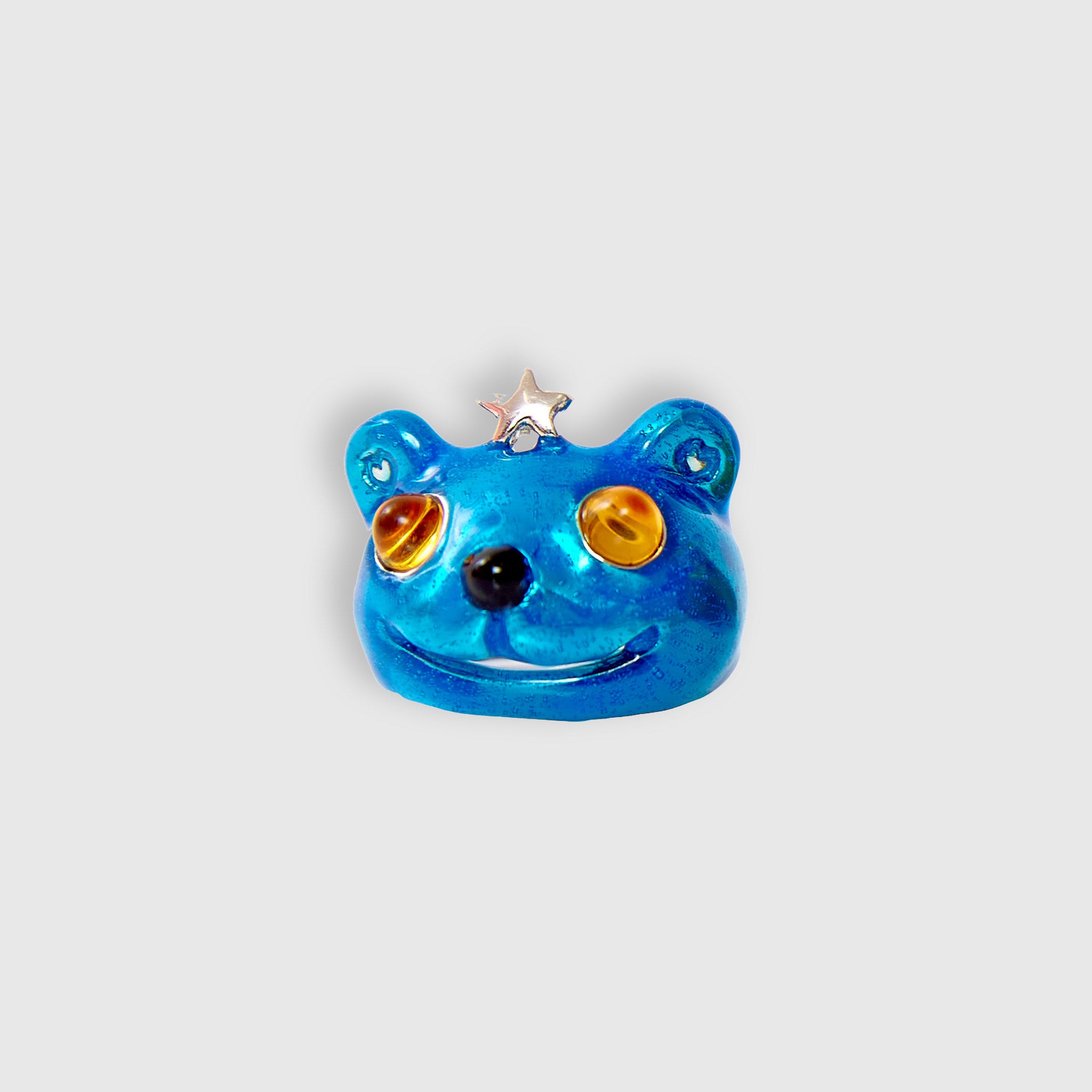 Blue metallic Princess Bear Ring by Collina Strada.