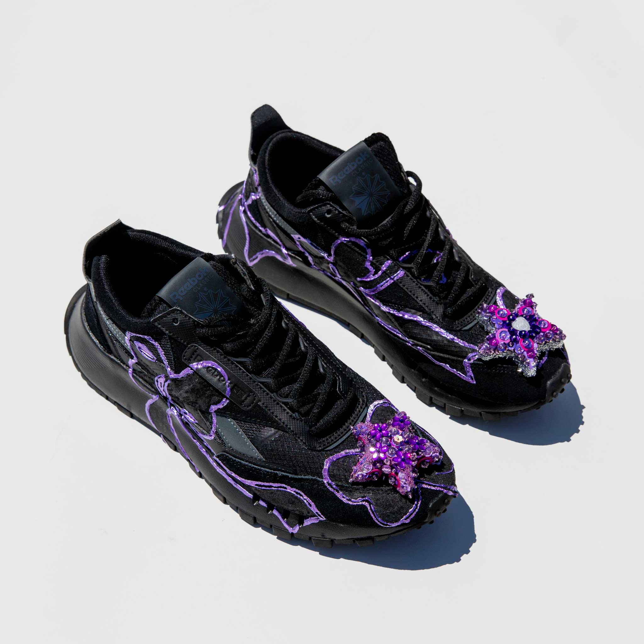 Collina Strada Reebok Black with Purple Sequin Toe - Size 8.5 [Runway Sample] | available at LCD