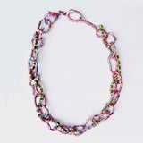 Rhinestone Crushed Necklace in Rainbow Polka Party by Collina Strada.
