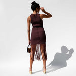 Back full body photo of the Rope Dress - Oxblood.