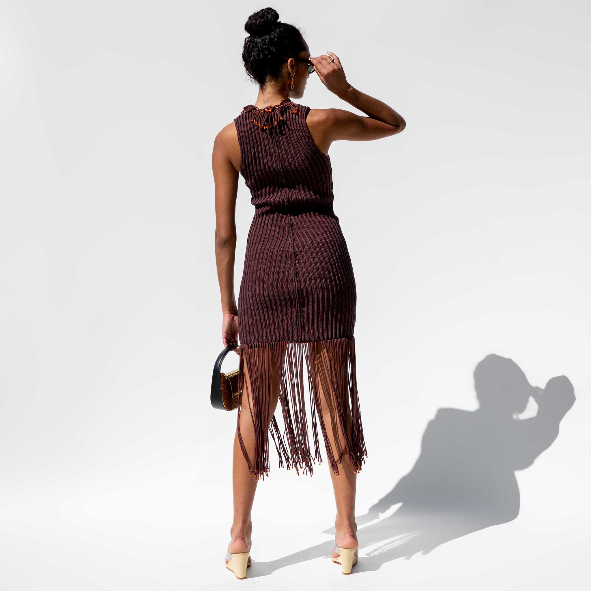 Back full body photo of the Rope Dress - Oxblood.