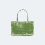 Back view of the Small Jeweled Cookie bag in green velvet.