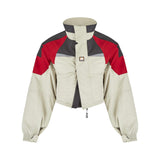 Flat photo of the Shrunken Sports Jacket - Red/Black/Beige.