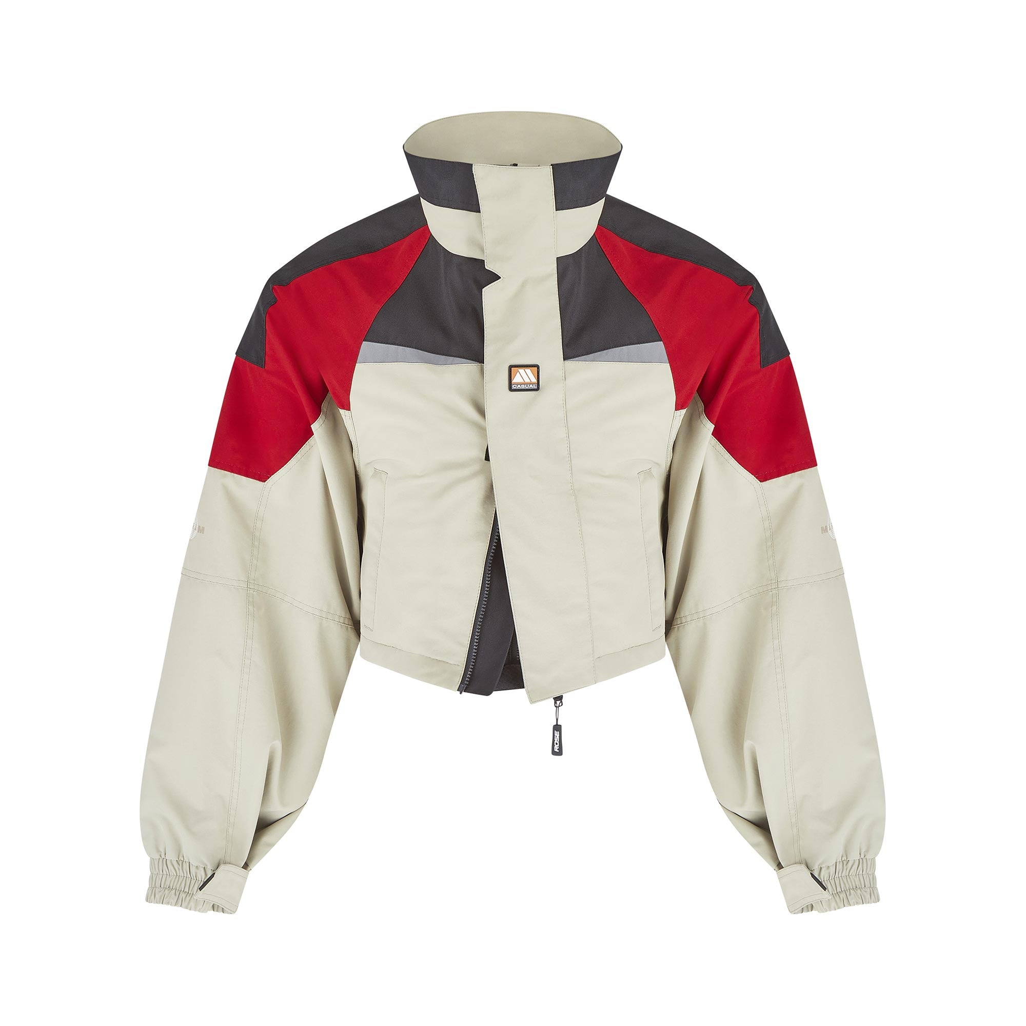 Flat photo of the Shrunken Sports Jacket - Red/Black/Beige.