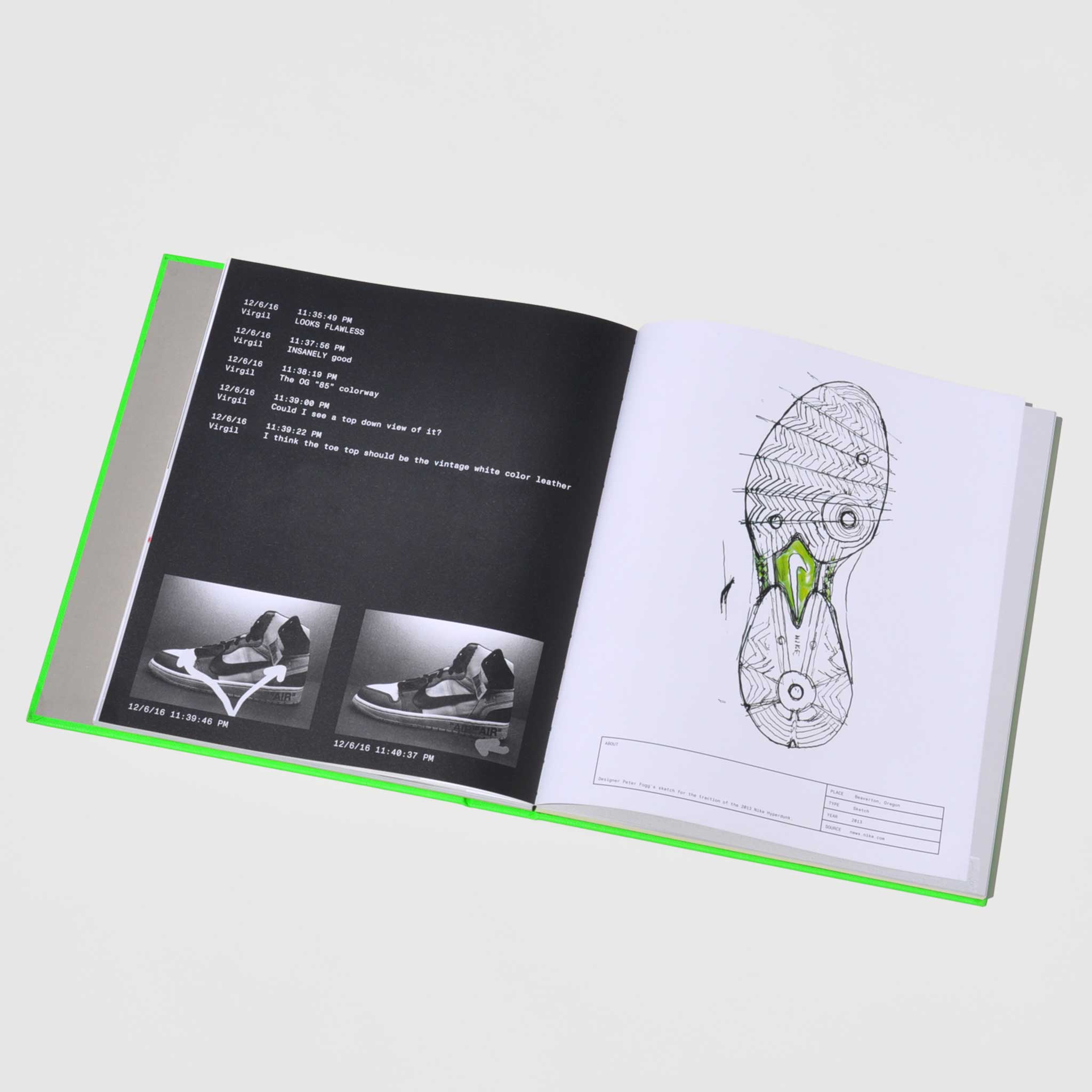 Photo of a page in the Virgil Abloh. Nike. Icons.