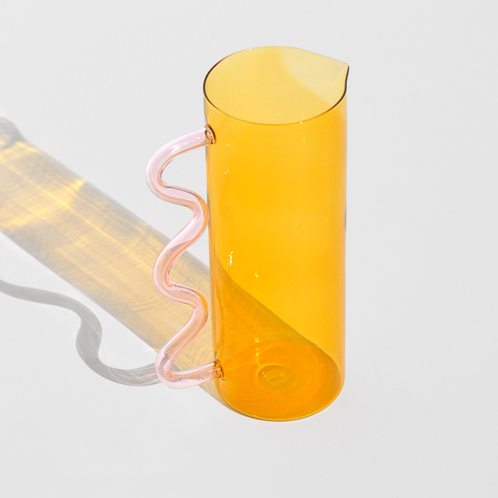 shot from above of the  Wave Pitcher - Yellow/Pink